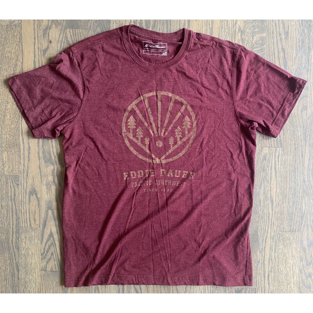Eddie Bauer Men's Burgundy Red Pacific Northwest T Shirt Size Medium